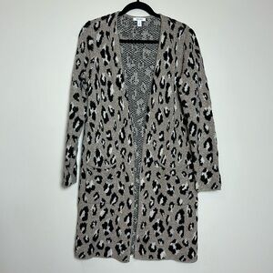 Nine West Animal Print Elongated Duster Stretchy Soft Size Small‎